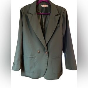 NWOT GREEN Size M  BBX Lephsnt  Double Breasted blazer